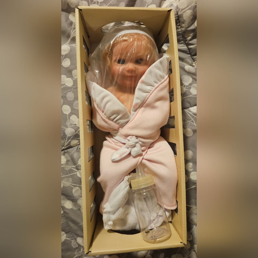 Pink Swaddled Baby Doll with Bottle